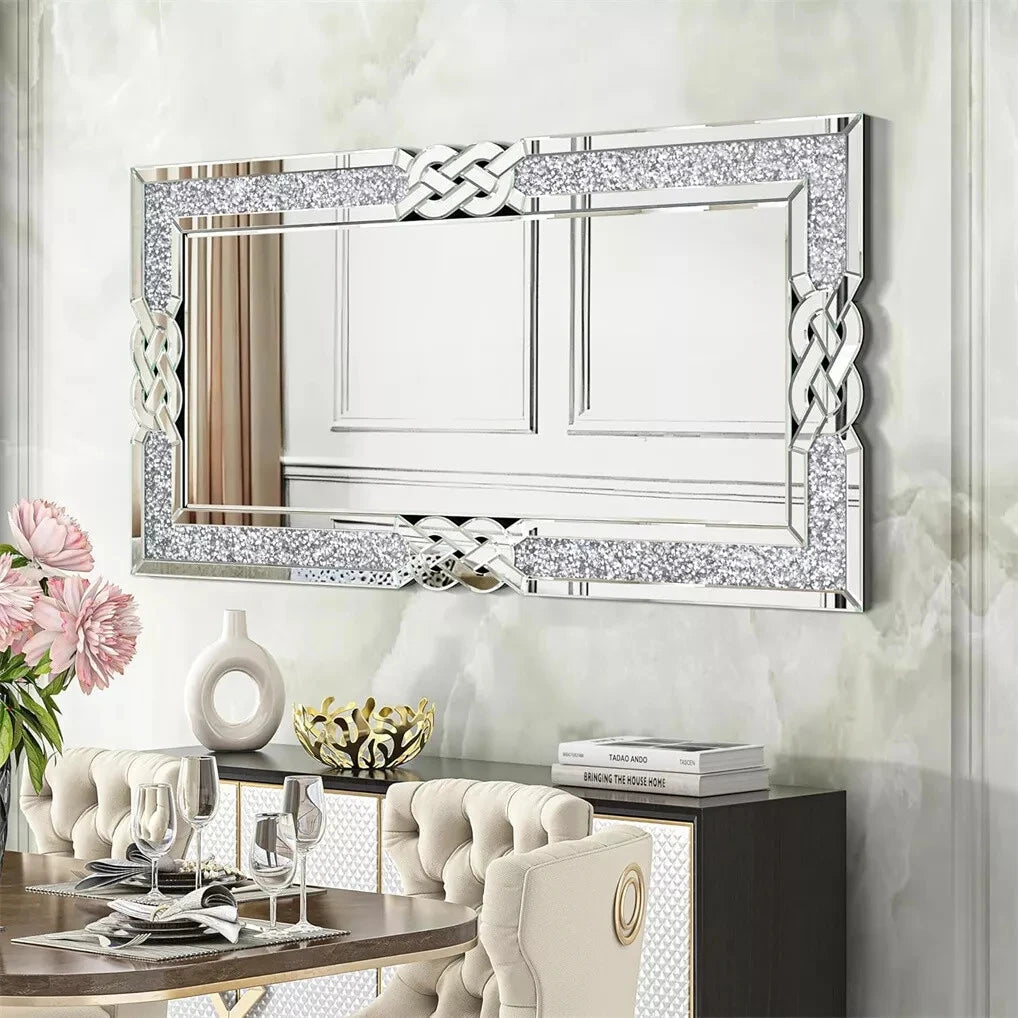 Wisfor Crushed Diamond Wall Mirror Framed Glass Vanity