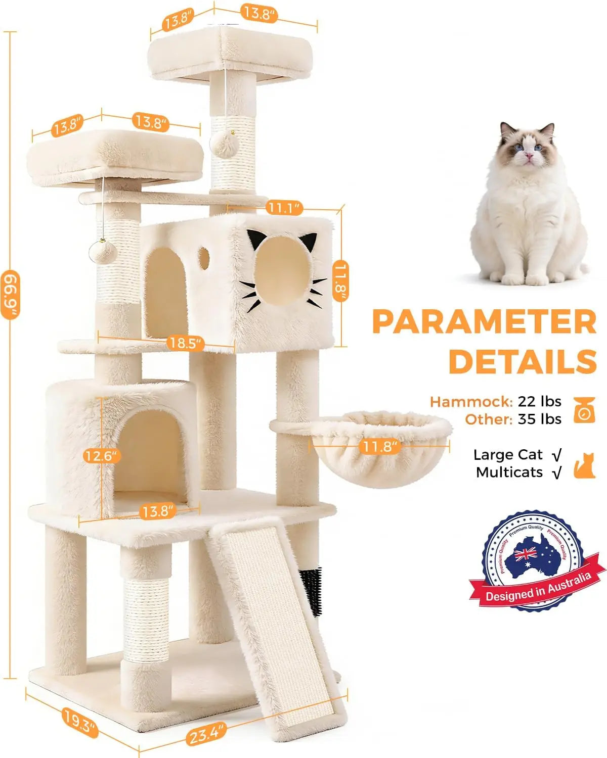 XMSJ Purrlato Three Tier Cat Tree With Sisal Scratching Posts