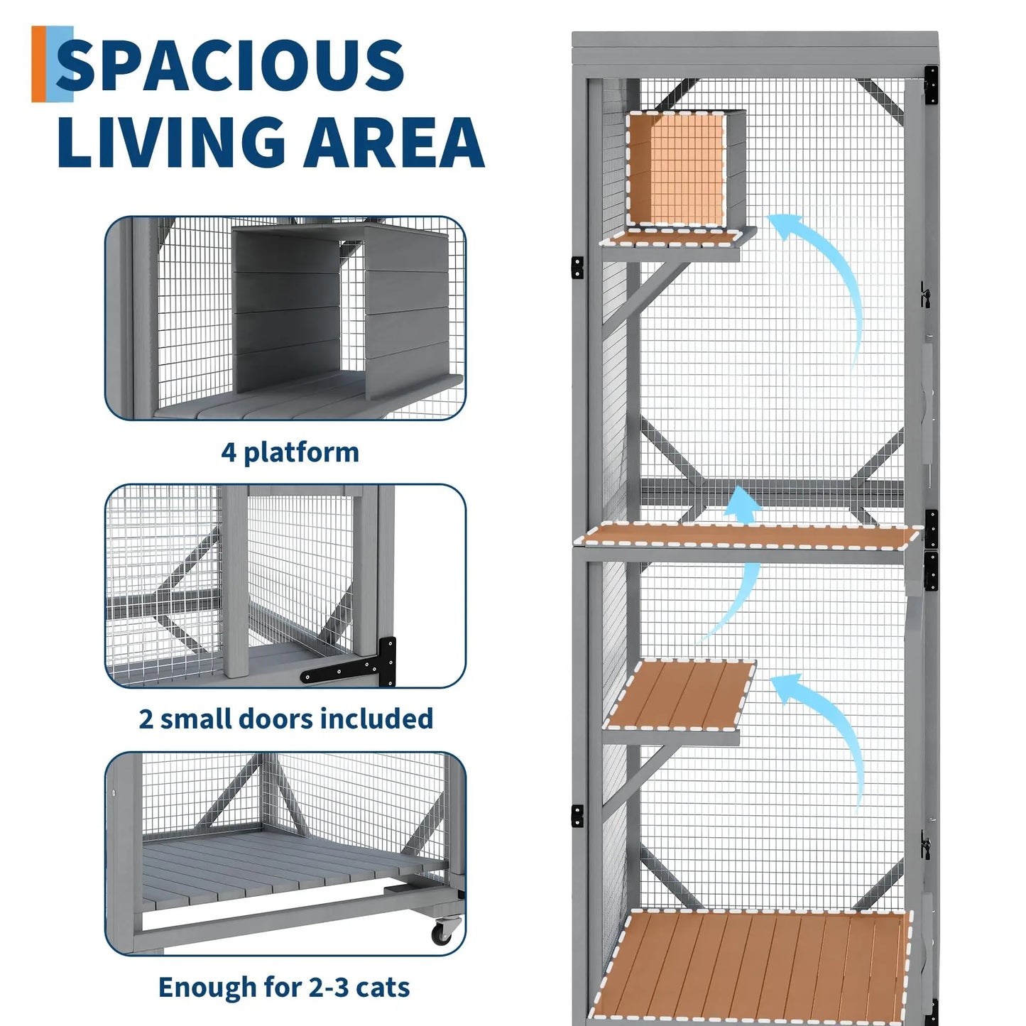 HiMISSCatio Catio Outdoor Enclosure With Lockable Wheels Weatherproof