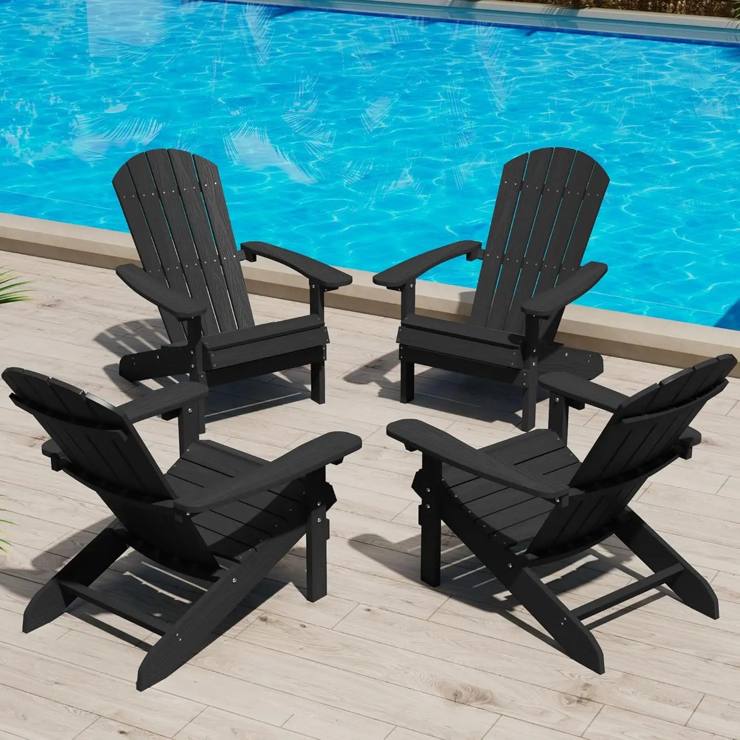 Adirondack Chairs Set of 4 Plastic Weather Resistant-Grey, Modern Poly Lumber Outdoor Chairs Like Real Wood, Widely, Customized