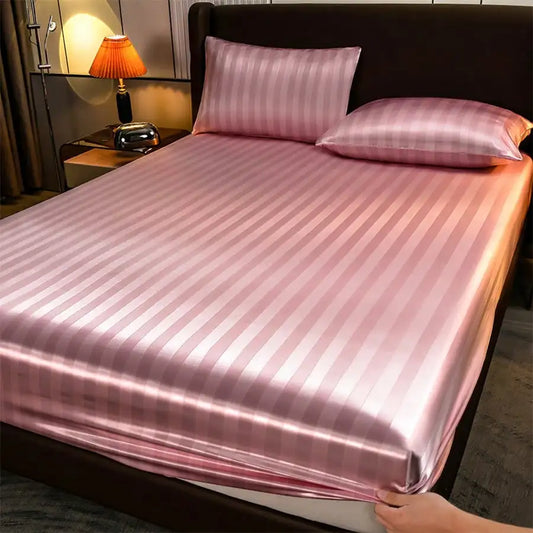 Pink Satin Bedding Set With Pillowcases