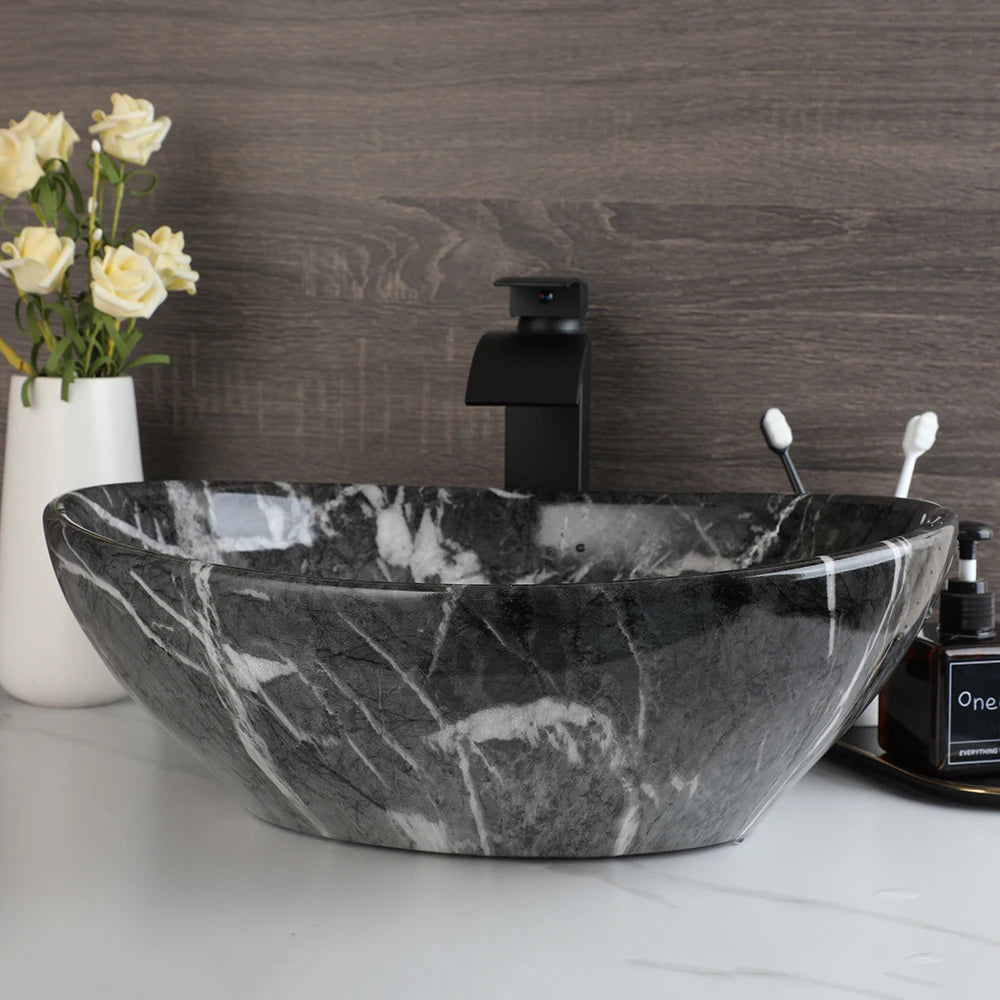 Mekkahla Rectangular Ceramic Vessel Sink With Faucet