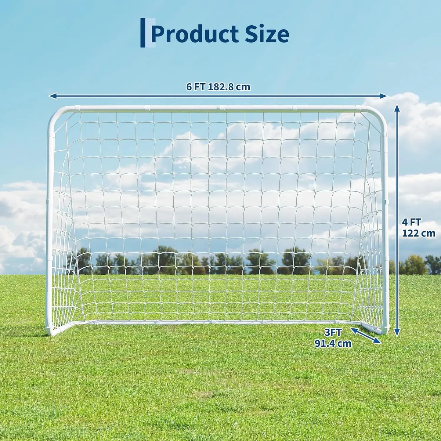 HiMISS Portable Soccer Goal With Steel Frame And Ground Stakes