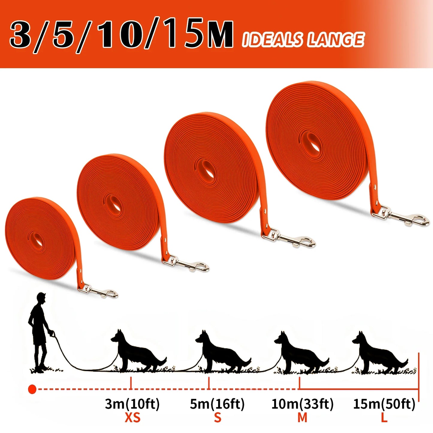 Livepetsme Waterproof Dog Leash PVC Rope For All Sizes Dogs