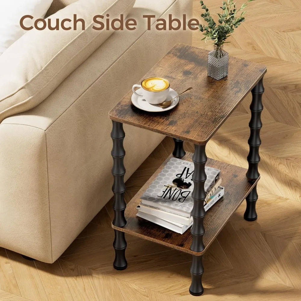 Side Table, 2-Tier End Table With Storage Shelf, Night Stand For Small Spaces, Modern Coffee Tables For Living Room, Bedr