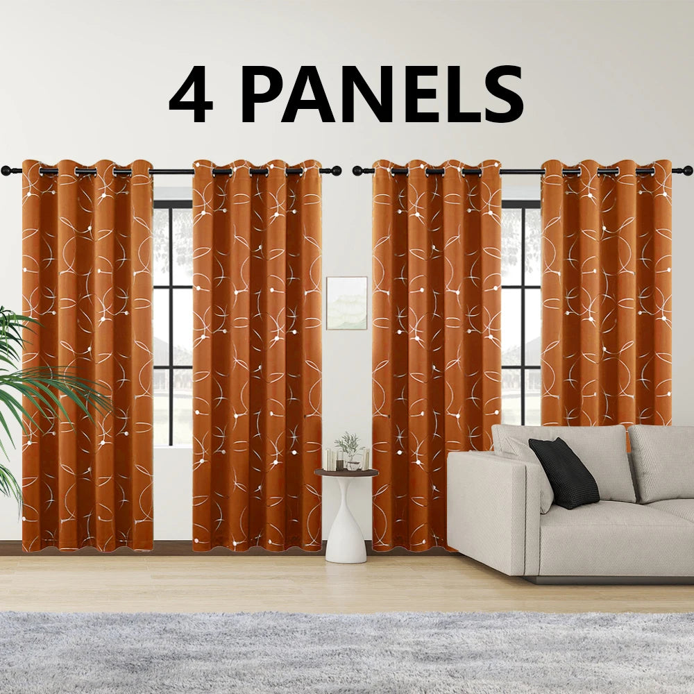Blackout Curtains With Circle And Dot Foil Print
