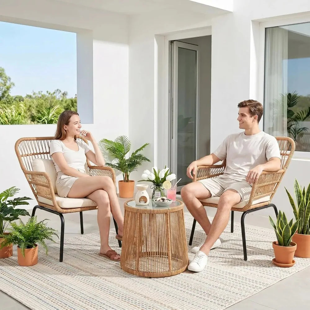 Modern Outdoor Wicker Rattan Patio Bistro Conversation Furniture Set