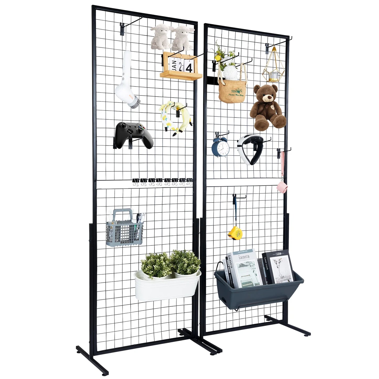 SucceBuy Grid Wall Panels Display Racks With Hooks For Retail