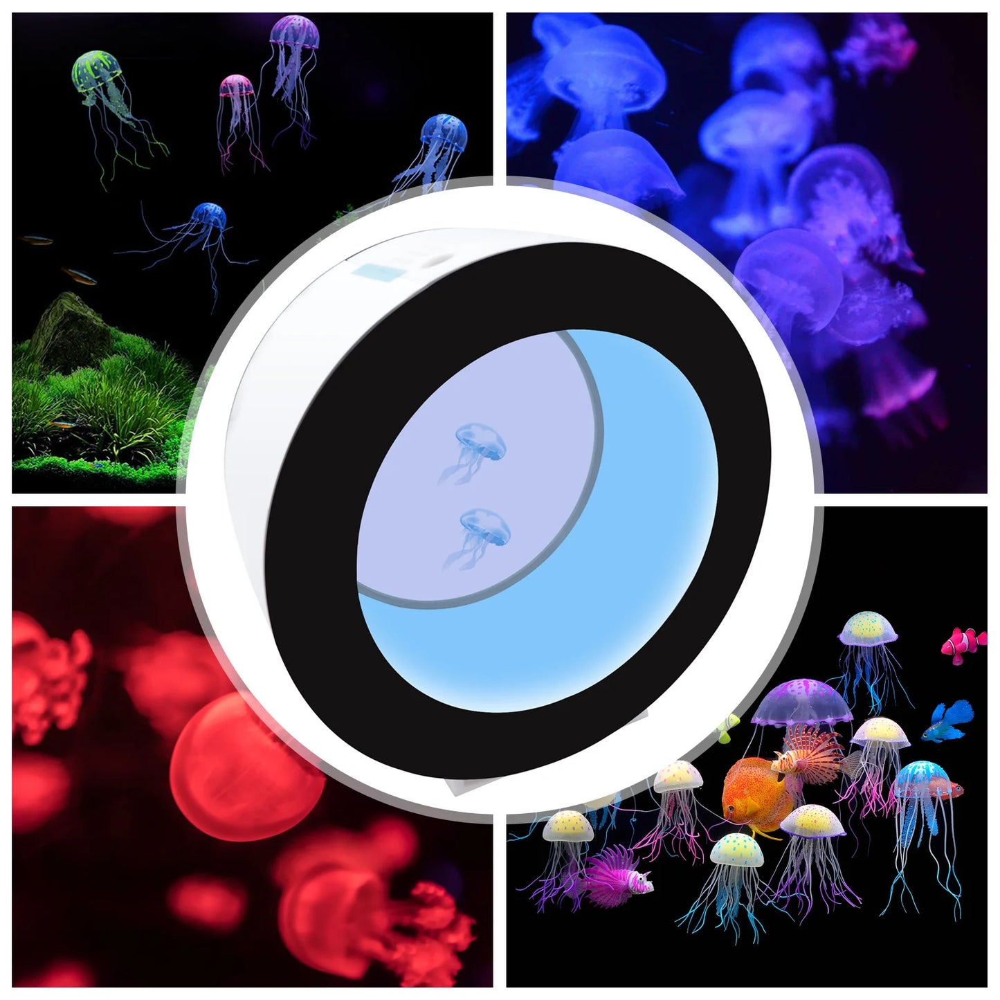 Electronic Jellyfish Aquarium 18L Ultra HD Desktop Eco Fish Tank with LED Lighting 16 Colors Effects Remote Control 3W/100V-240V