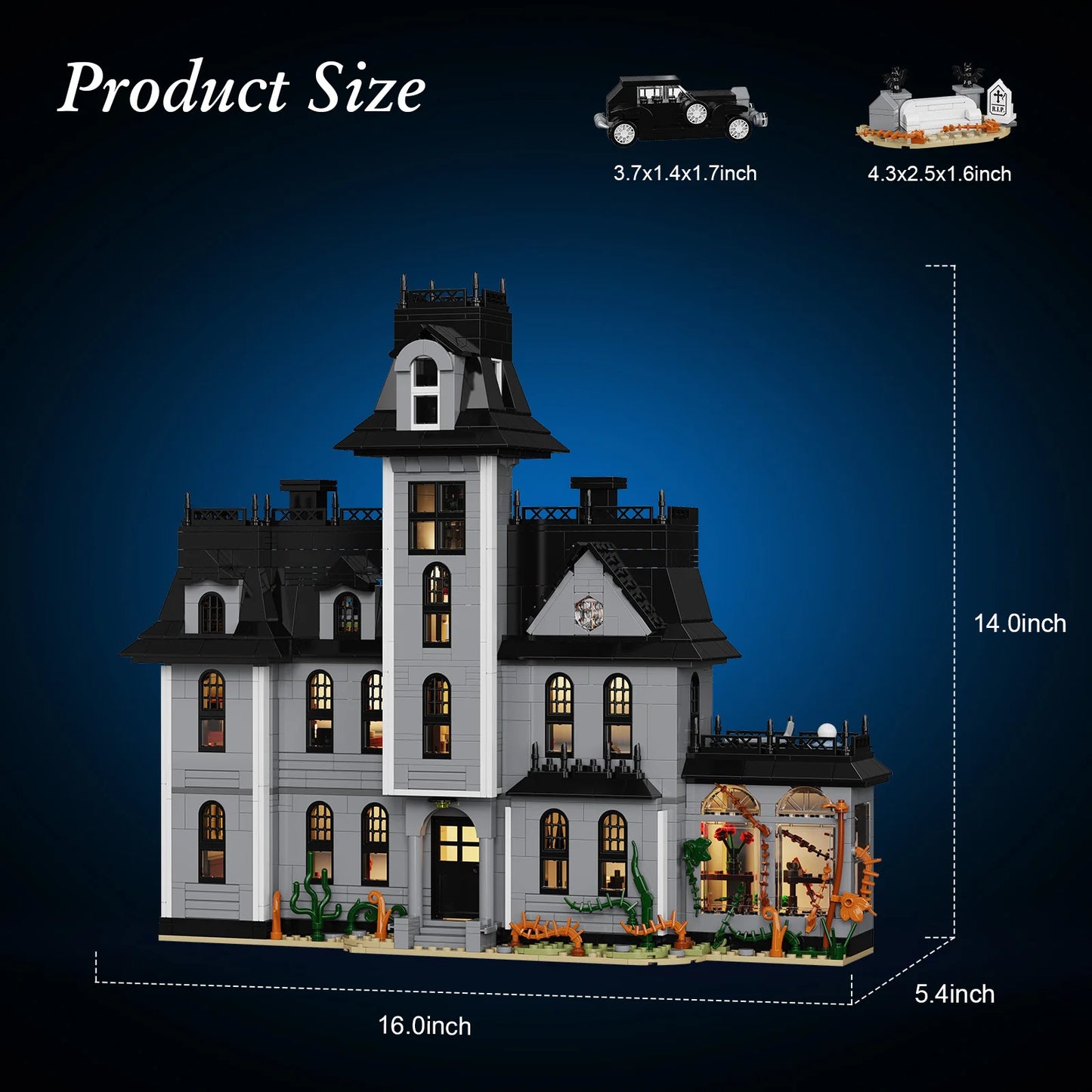 Gothic Nightfall Manor Building Blocks Desktop Ornament