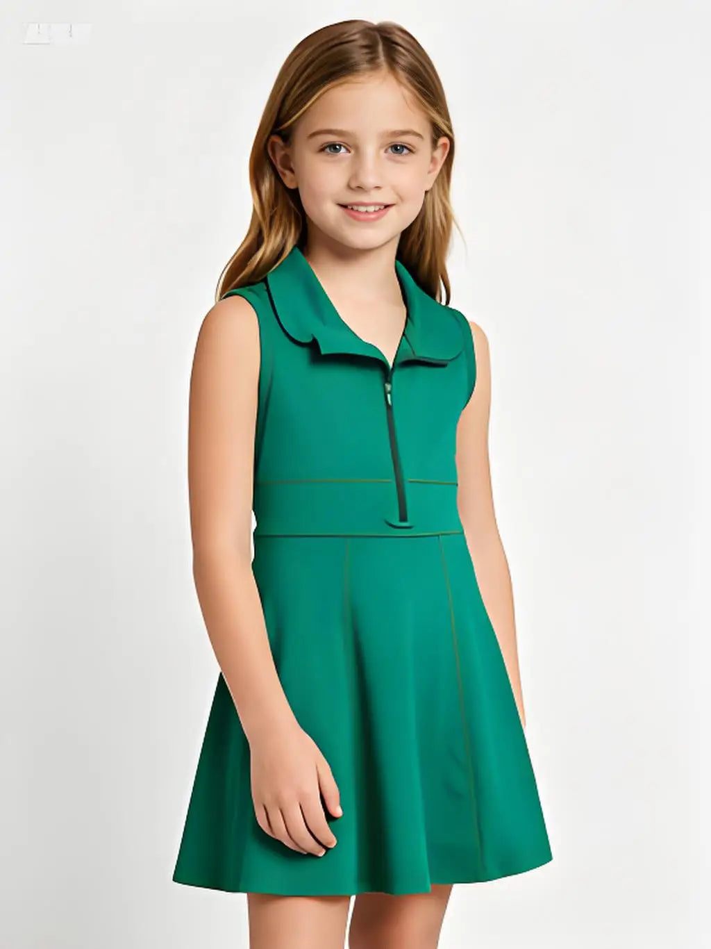 Girls Athletic Zip Activewear Dress Set For Workout And Play