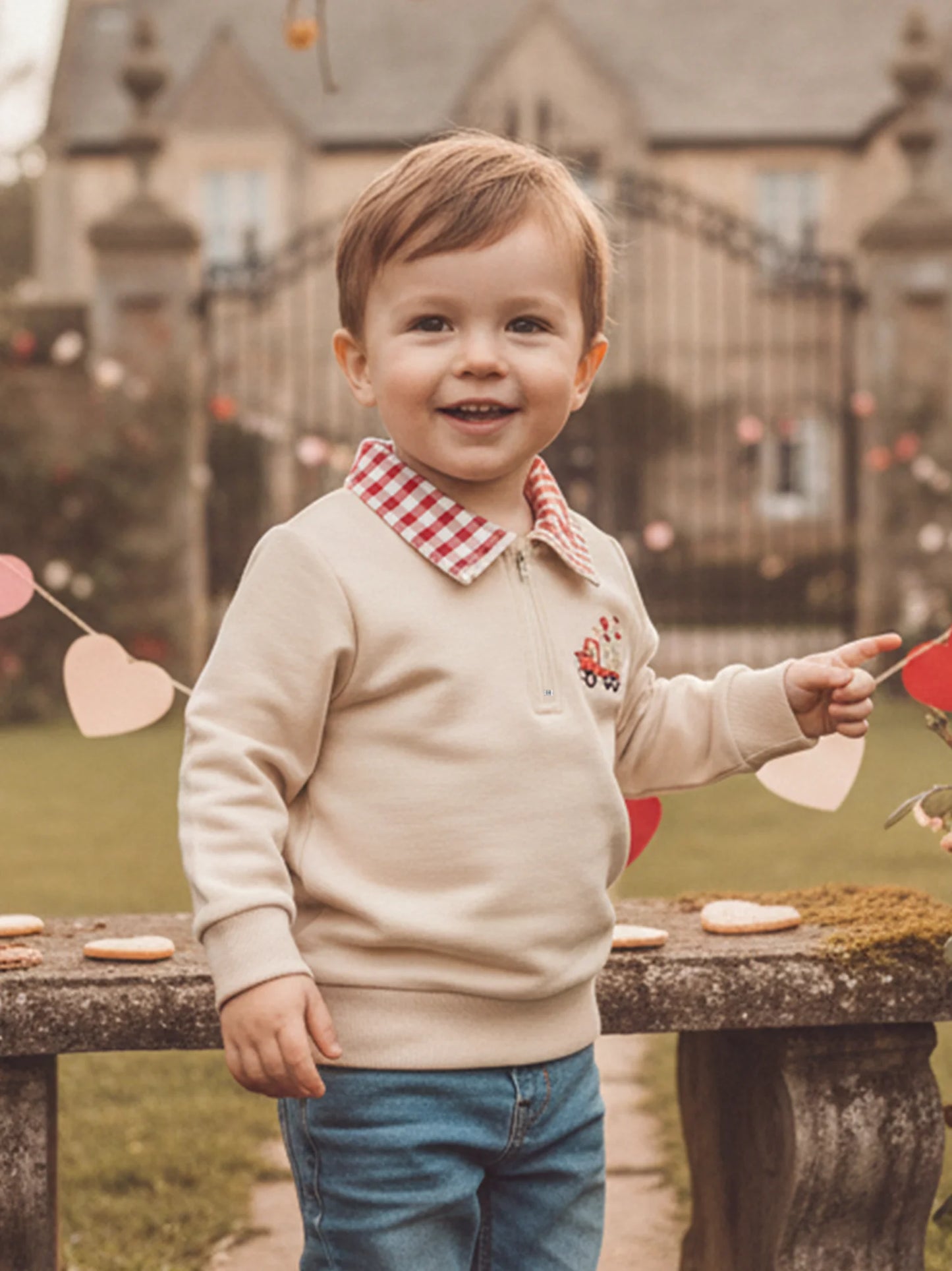 Boys Valentine s Day Sweatshirt Stylish Long Sleeve Hoodie with Turn-down Collar and Embroidered Pullover Design for Kids