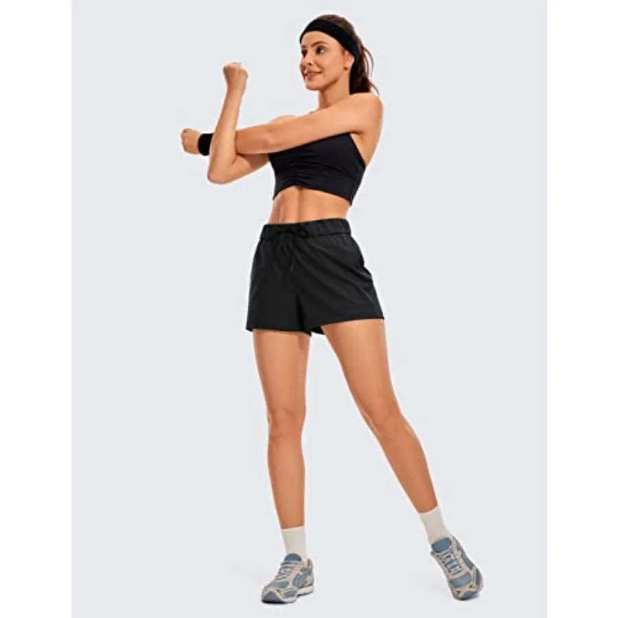 Walk The City Casual Shorts for Women 2.5" - Mid Waisted Stretch for Work Athketic Travel Hiking Golf with Pockets