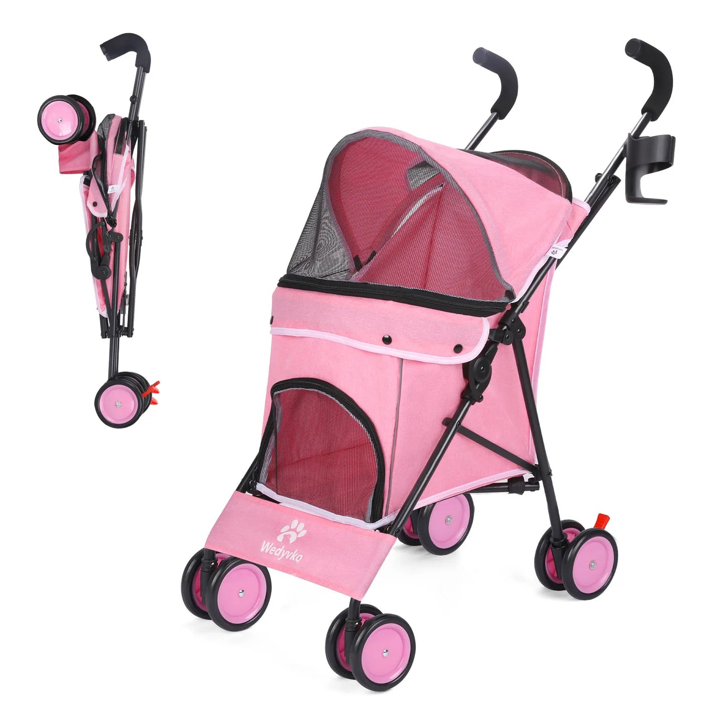 Wedyvko Pet Stroller Four Wheels With Brakes And Storage