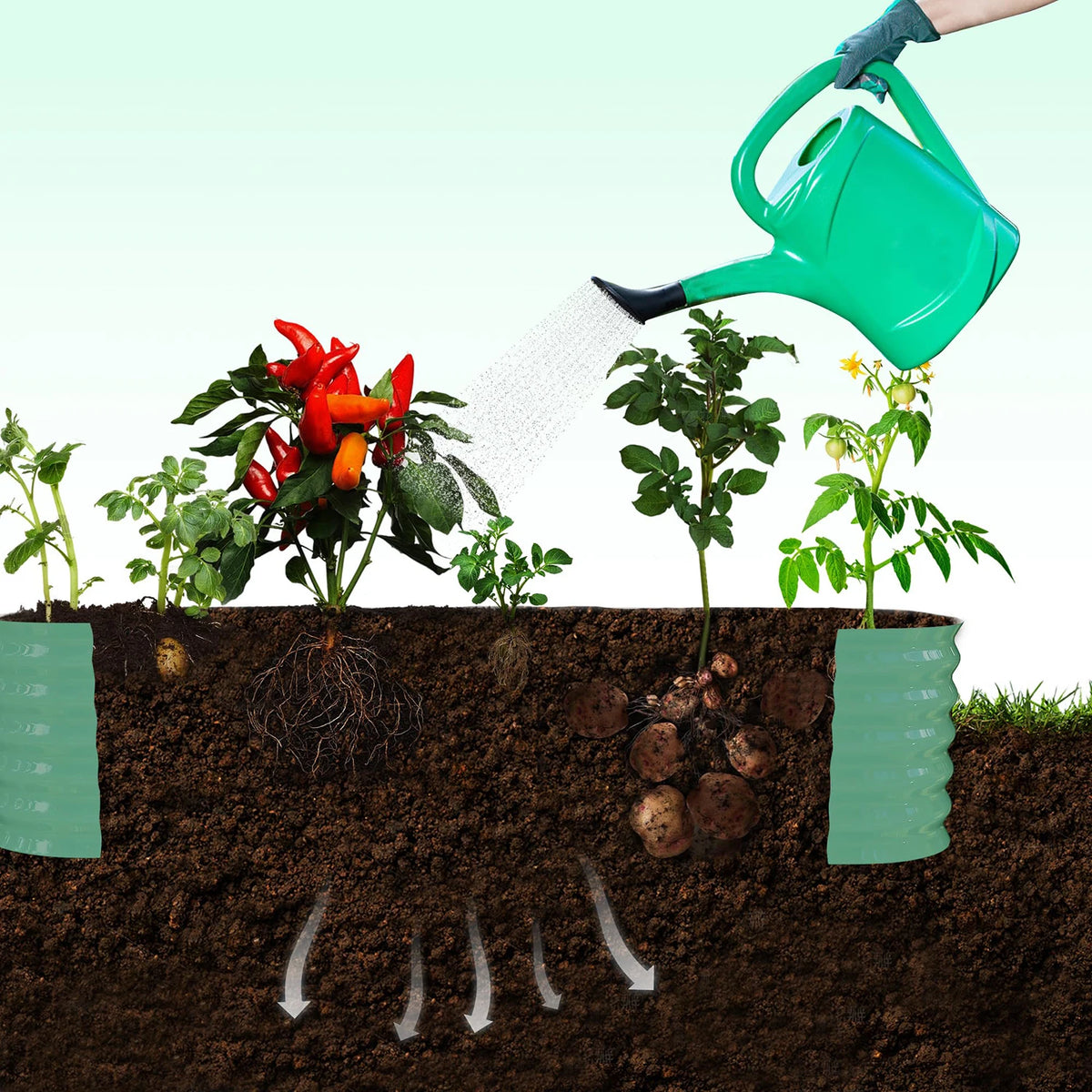 HiMISS Galvanized Raised Garden Bed With Arch Trellis For Plants