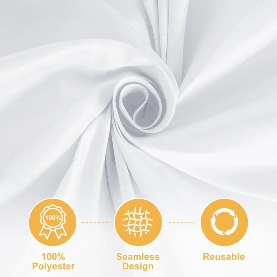 Pack 120 In Round White Tablecloths Reusable Polyester Table Covers Protect from Spills Not Waterproof for Weddings, Banquets, P