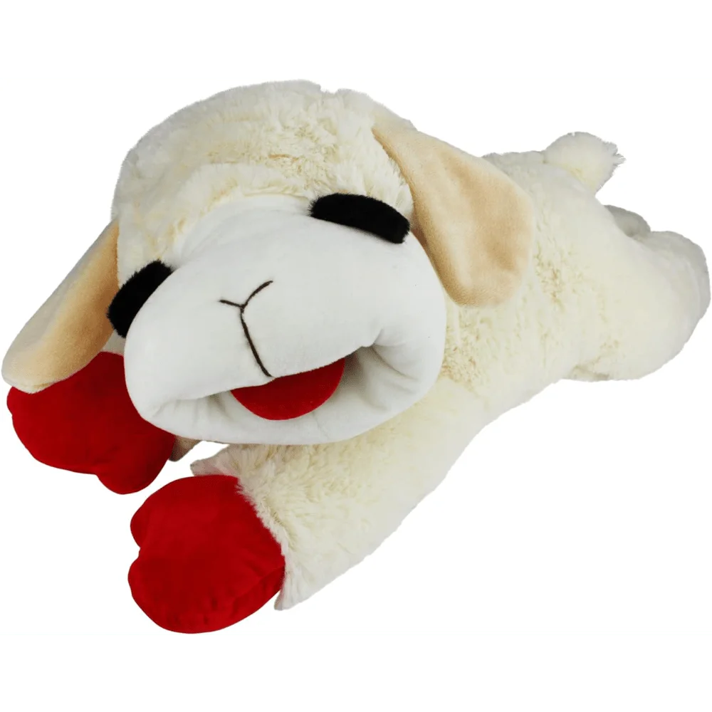 Plush Lamb Dog Toy With Squeaker 24 Inch White