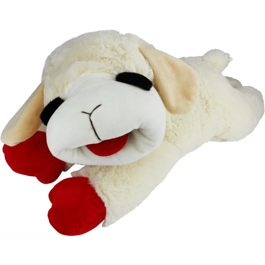 Plush Lamb Dog Toy With Squeaker 24 Inch White