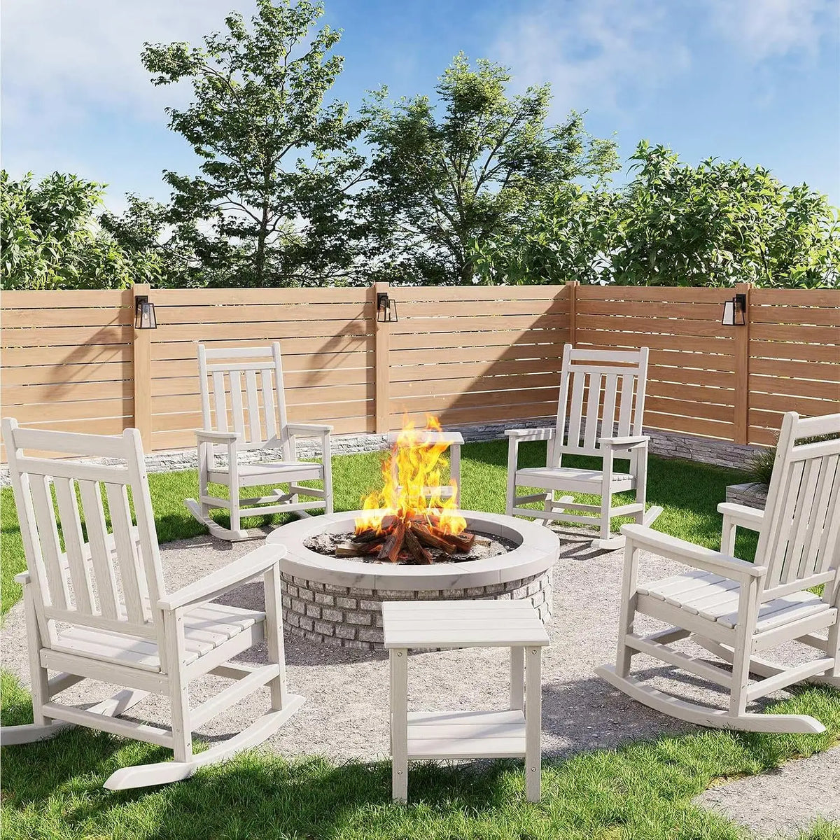 Garvee Outdoor Rocking Chairs Set With Side Table Patio
