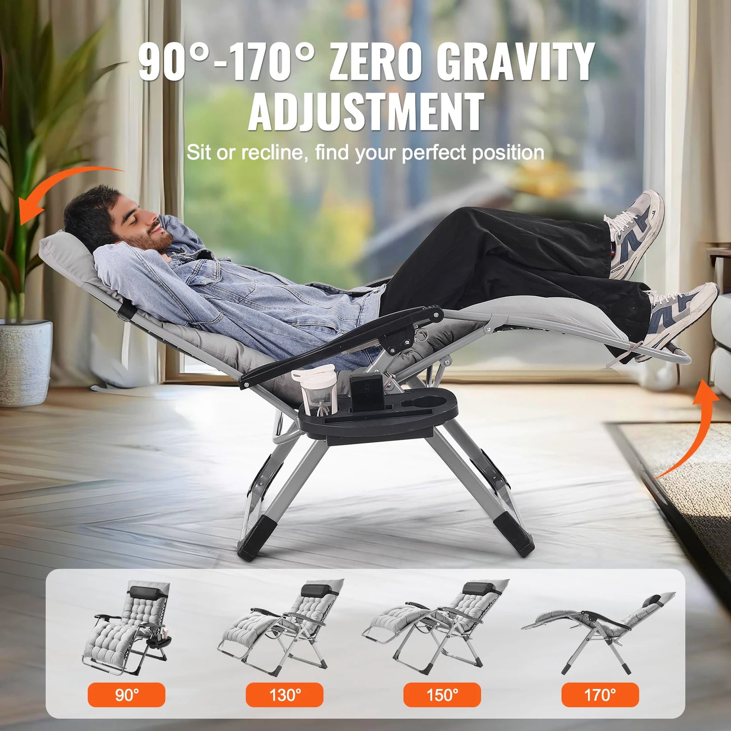 SucceBuy Zero Gravity Chair Anti Gravity Recliner With Footrest Cupholder