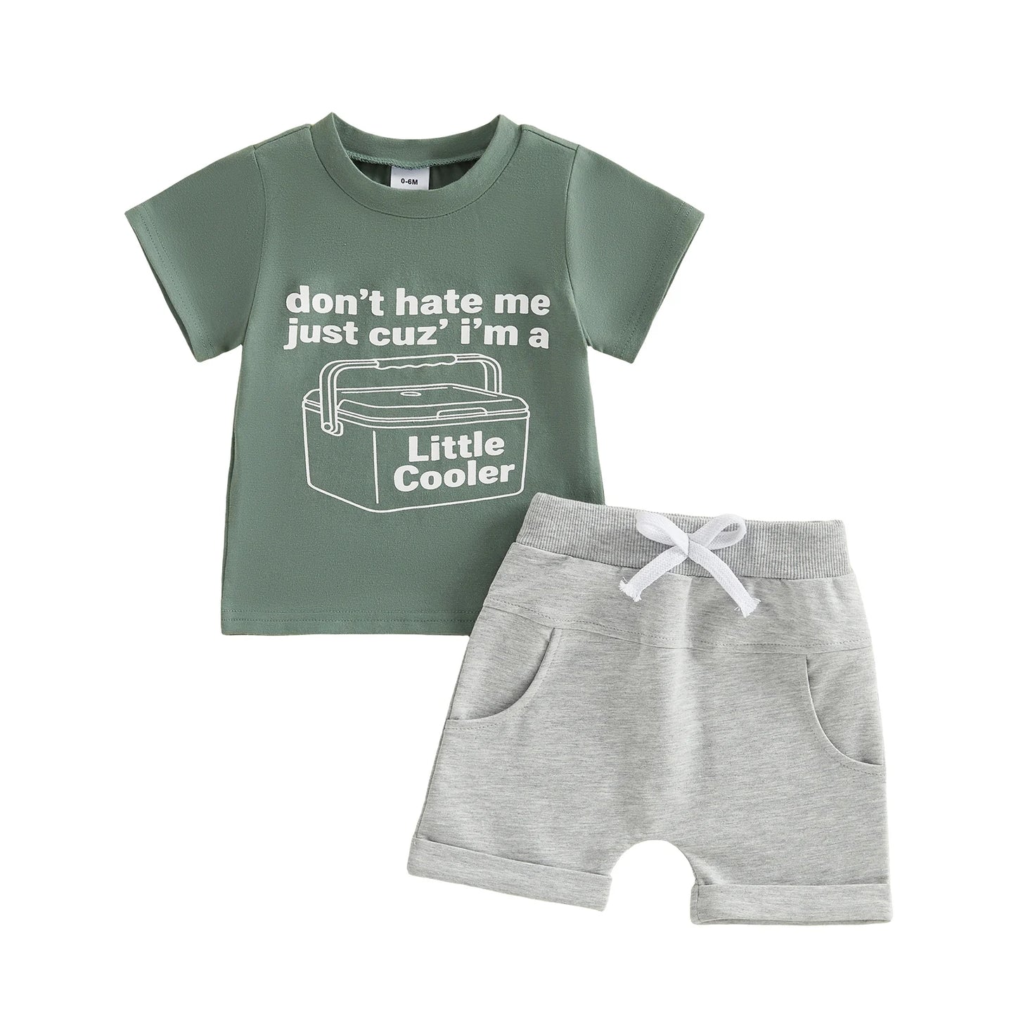 Infant Boy s Summer Clothing Set with Printed Crew Neck T-shirt and Matching Shorts - 2 Piece Outfit for Toddlers