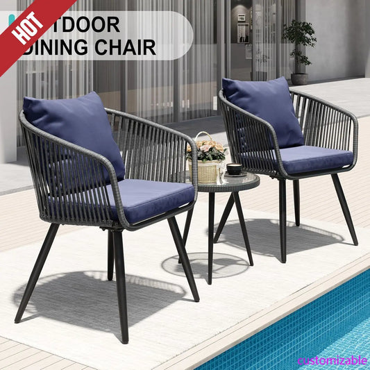 3 Piece Patio Bistro Set With Chairs And Rattan Table