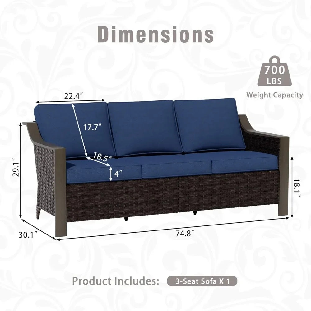 Chengwei Outdoor Patio Sofa Set With RustProof Frame Wicker Cushions