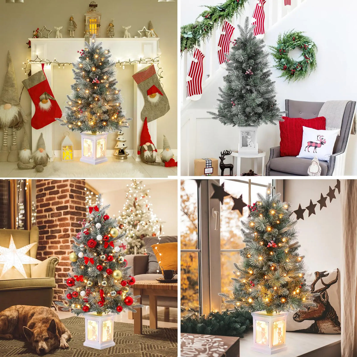 Prelit Artificial Christmas Tree With Led Lights And Timer