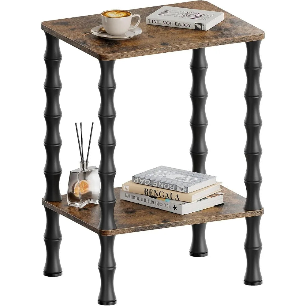 Side Table, 2-Tier End Table With Storage Shelf, Night Stand For Small Spaces, Modern Coffee Tables For Living Room, Bedr