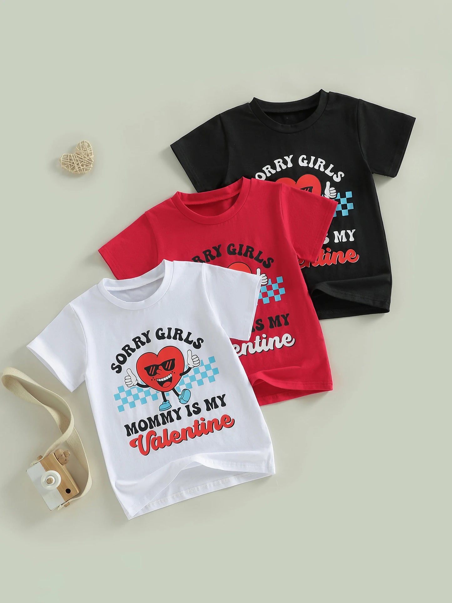 Cute Toddler Boys Valentine s Day T-Shirts with Stylish Heart Print and Crew Neck - Short Sleeve Tops for Kids