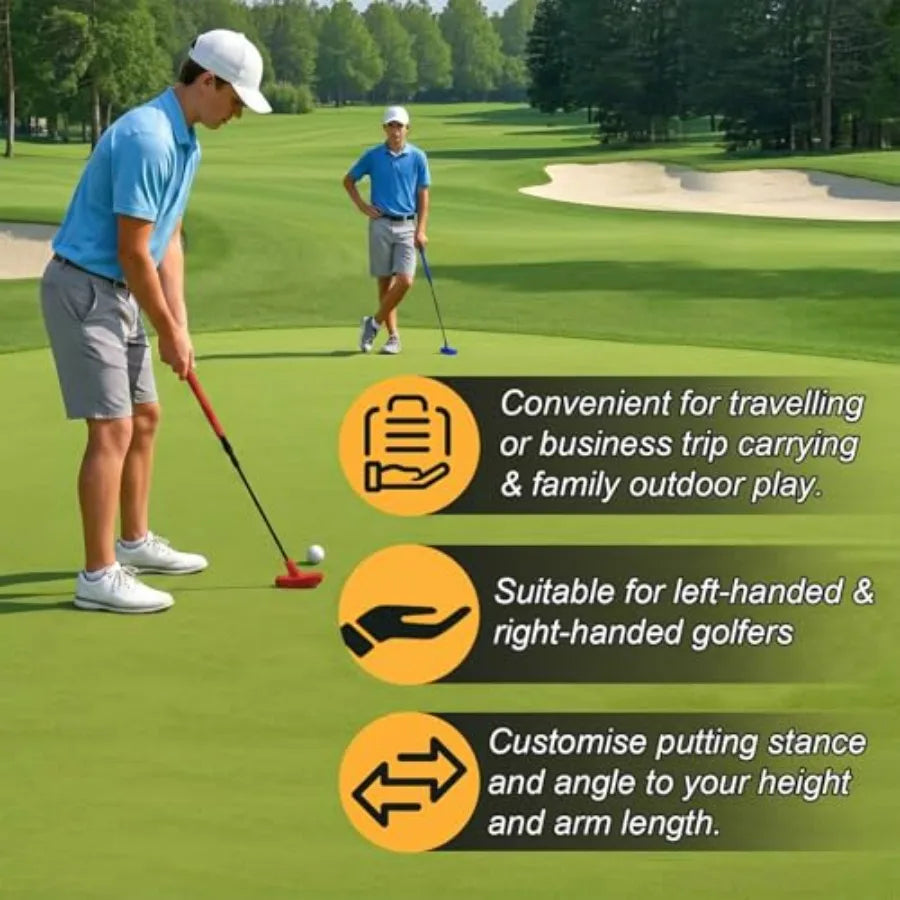 Adjustable Golf Putter, Mini Golf Set - 2 Golf Clubs with 6 Balls and 2 Cup with Flag, Two-Way Putter for Right and Left Handed