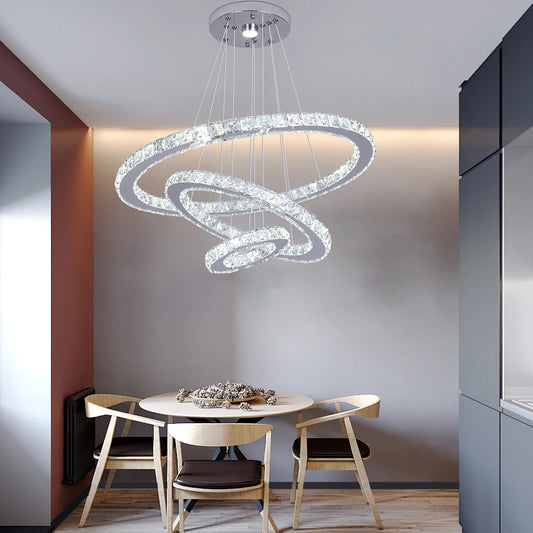 Vetrulus Crystal Chandelier Three Rings Living Room Ceiling Light