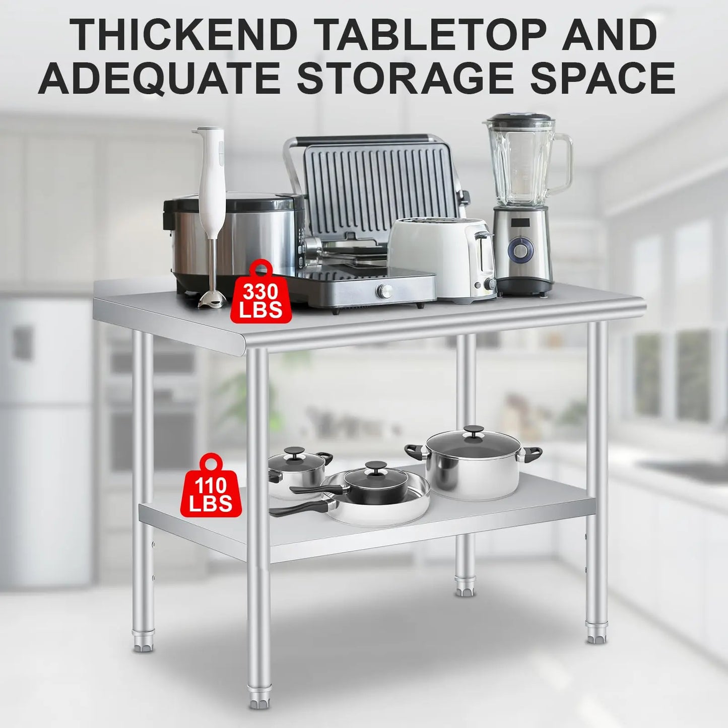 Studyset Stainless Steel Prep Table With Backsplash And Adjustable Shelf