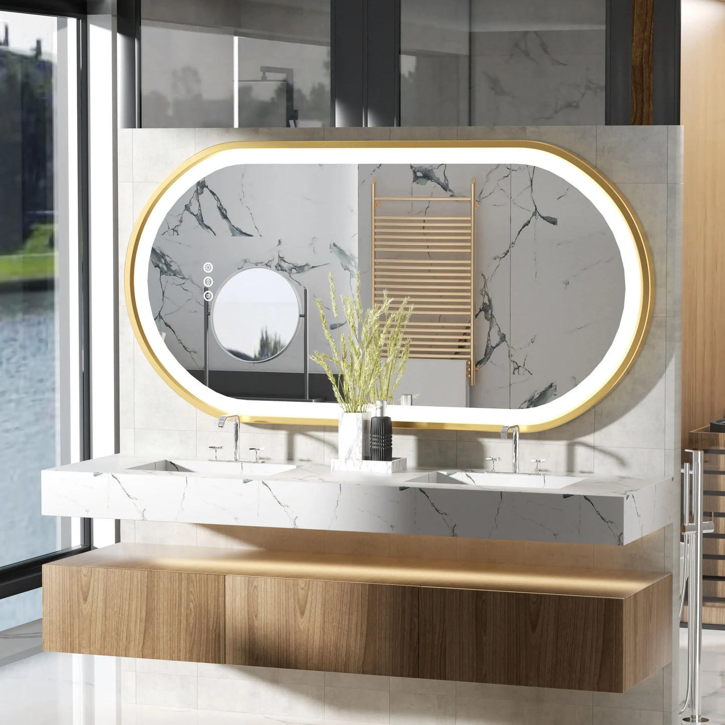 Wisfor Oval Vanity Mirror Dimmable LED Anti Fog Wall Mounted