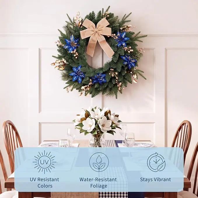 HiMISS Christmas Door Wreath With LED Lights For Holiday Decor