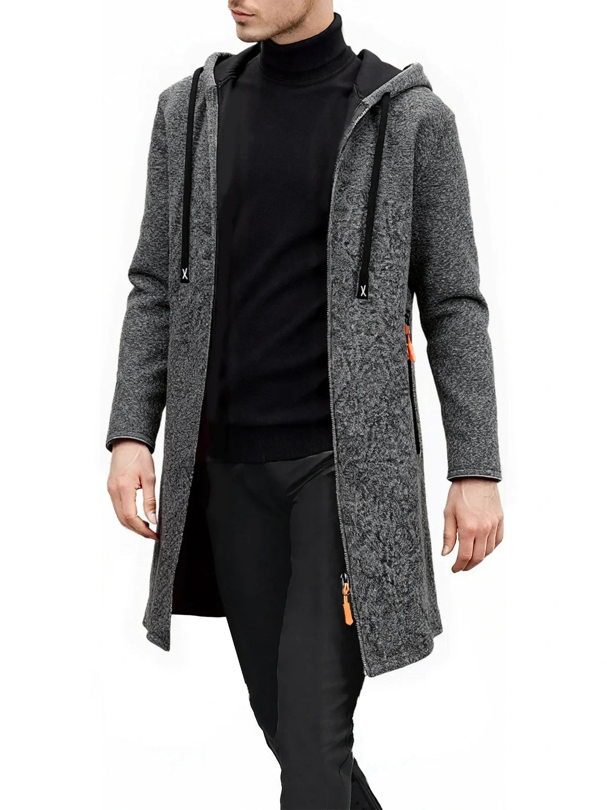 Men's Fleece Lined Hooded Zip Jacket With Zipper Pockets for Casual Wear