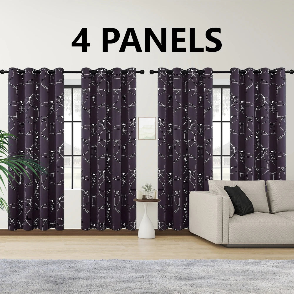 Blackout Curtains With Circle And Dot Foil Print