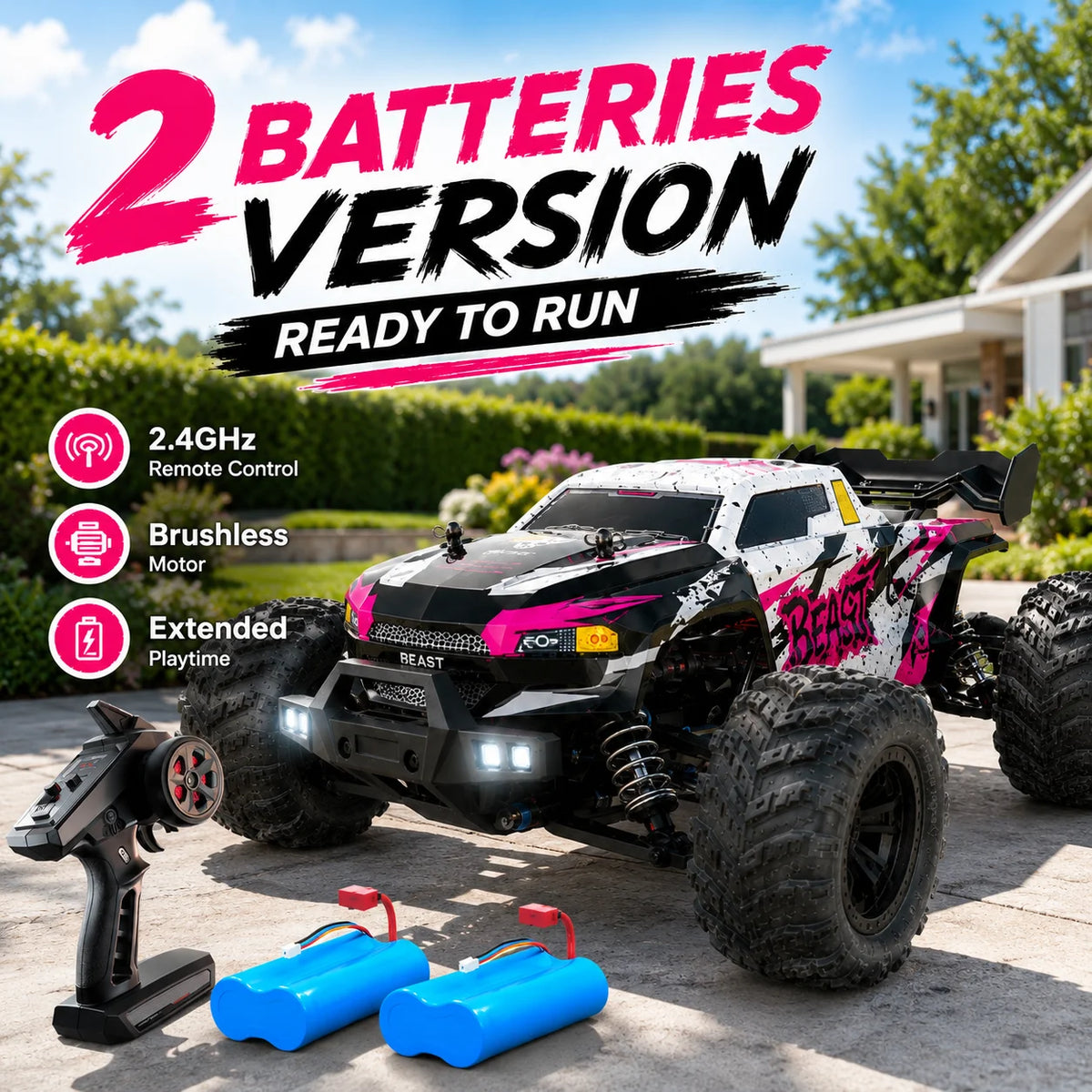 ZNLYRION Brushless 4WD RC Monster Truck with LED Headlights