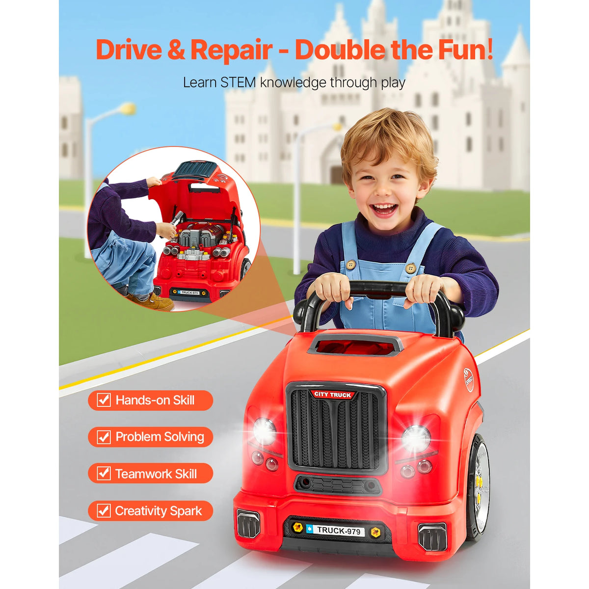 SucceBuy Kids Mechanic Car Repair Workshop Set With Removable Parts