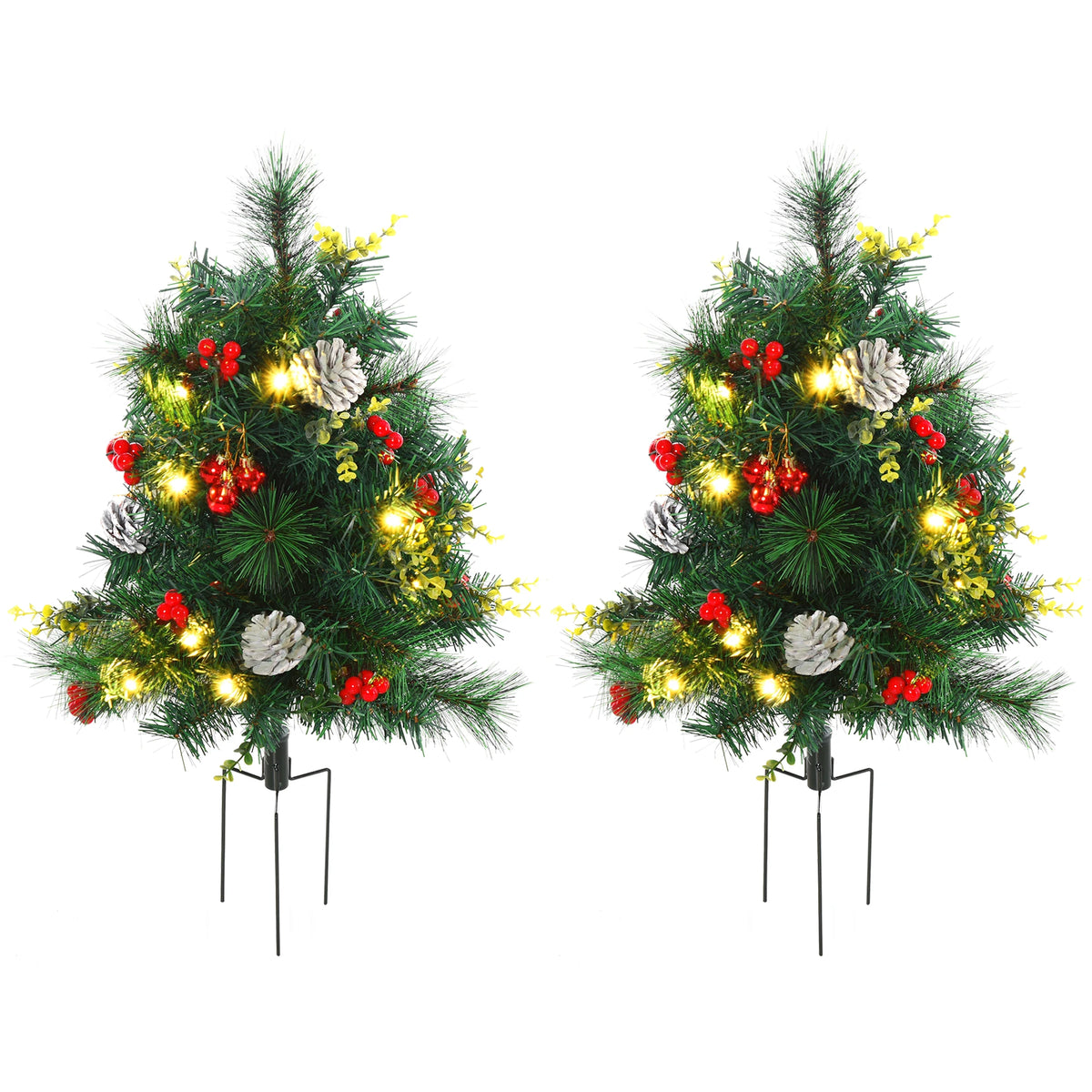 Homcom Artificial Pine Christmas Tree Pre Lit With Ornaments