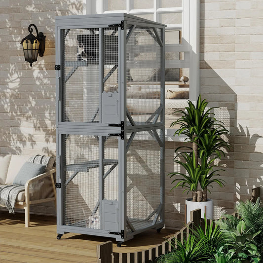 HiMISSCatio Catio Outdoor Enclosure With Lockable Wheels Weatherproof