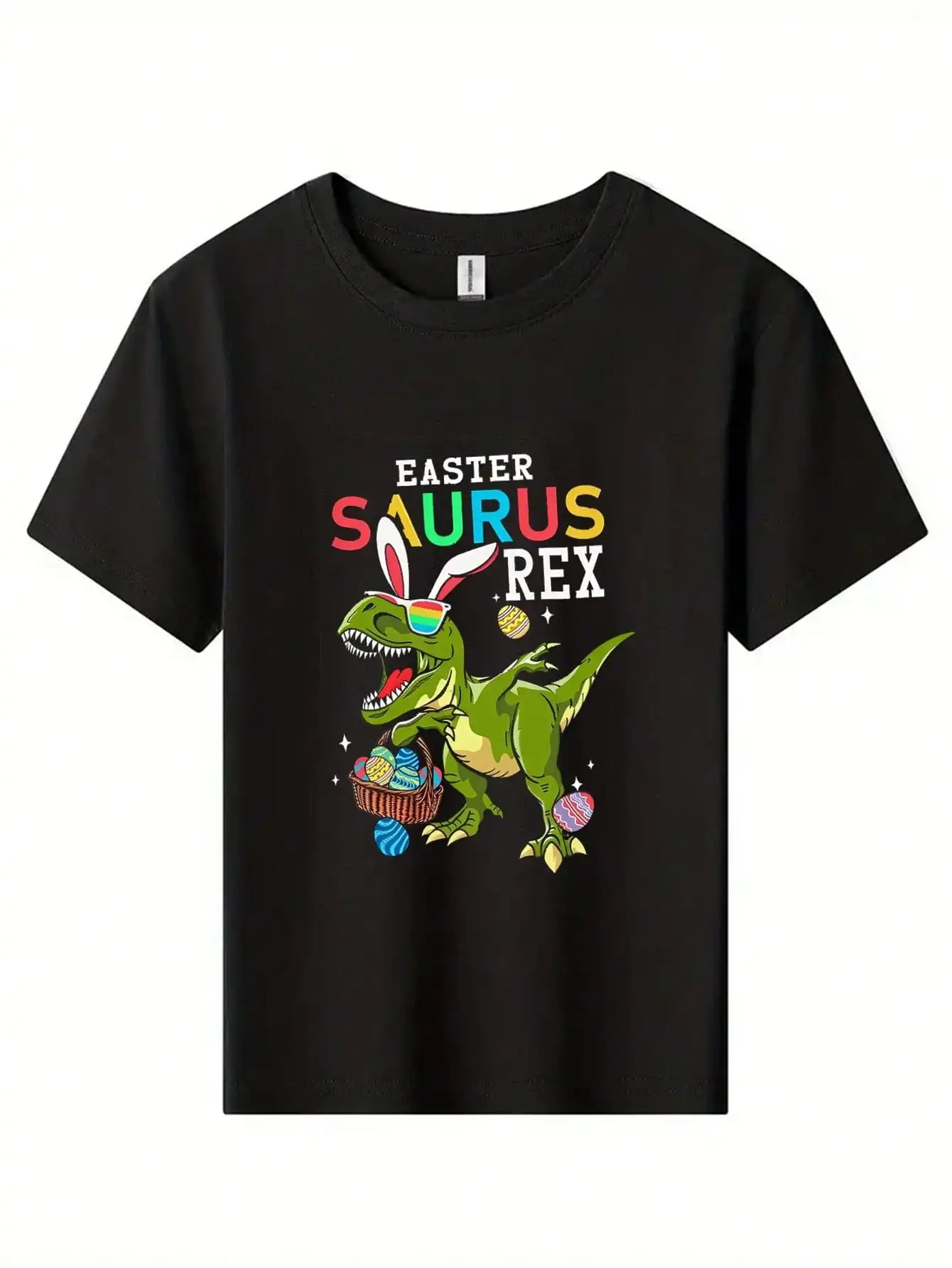 Dinosaur Easter Saurus Rex Cotton Graphic Tee For Kids Unisex