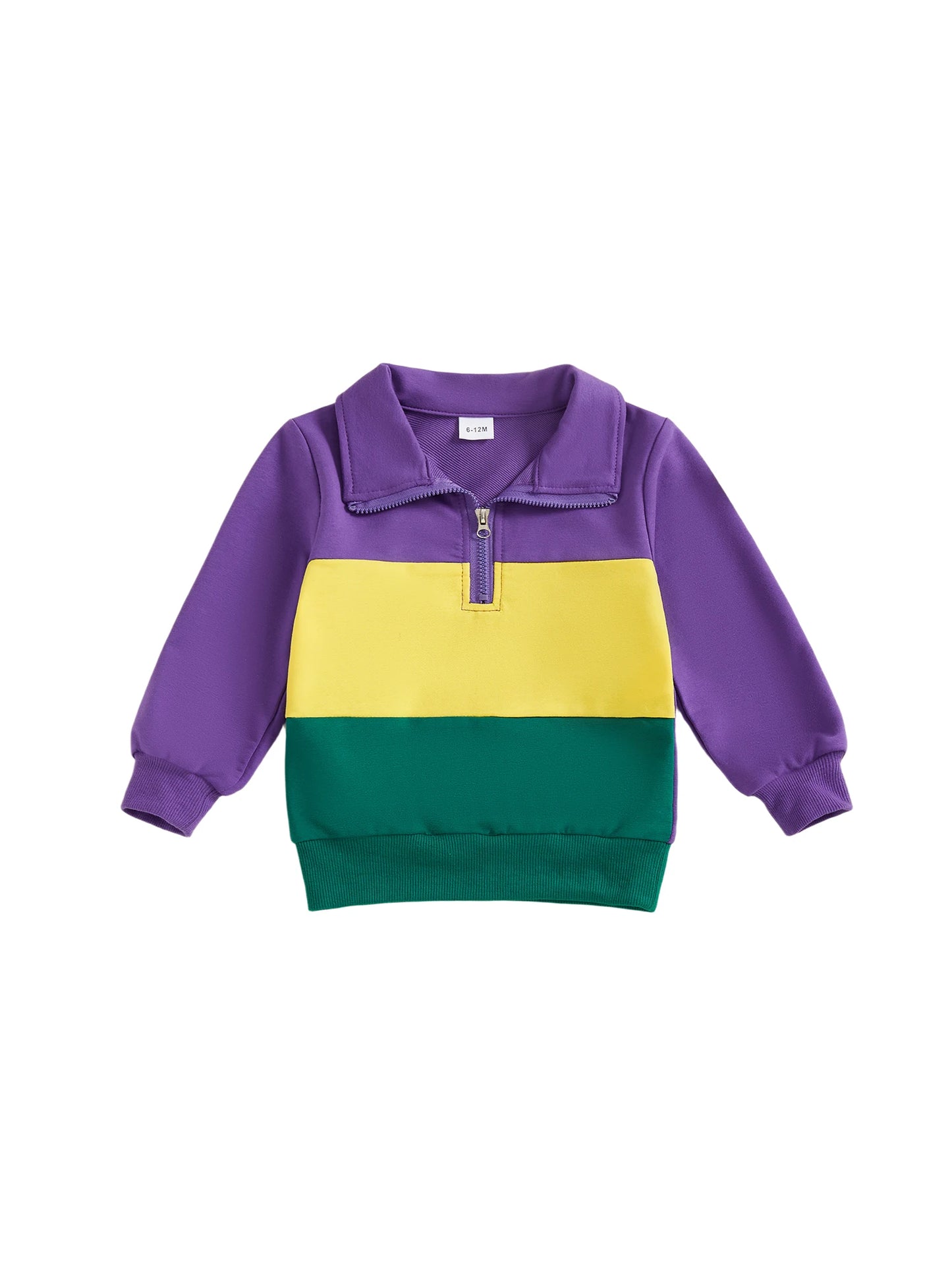 Toddler Baby Boy Carnival Sweatshirt Pullover Long Sleeve Lapel Collar Patchwork Upper Zipper Fall Tops