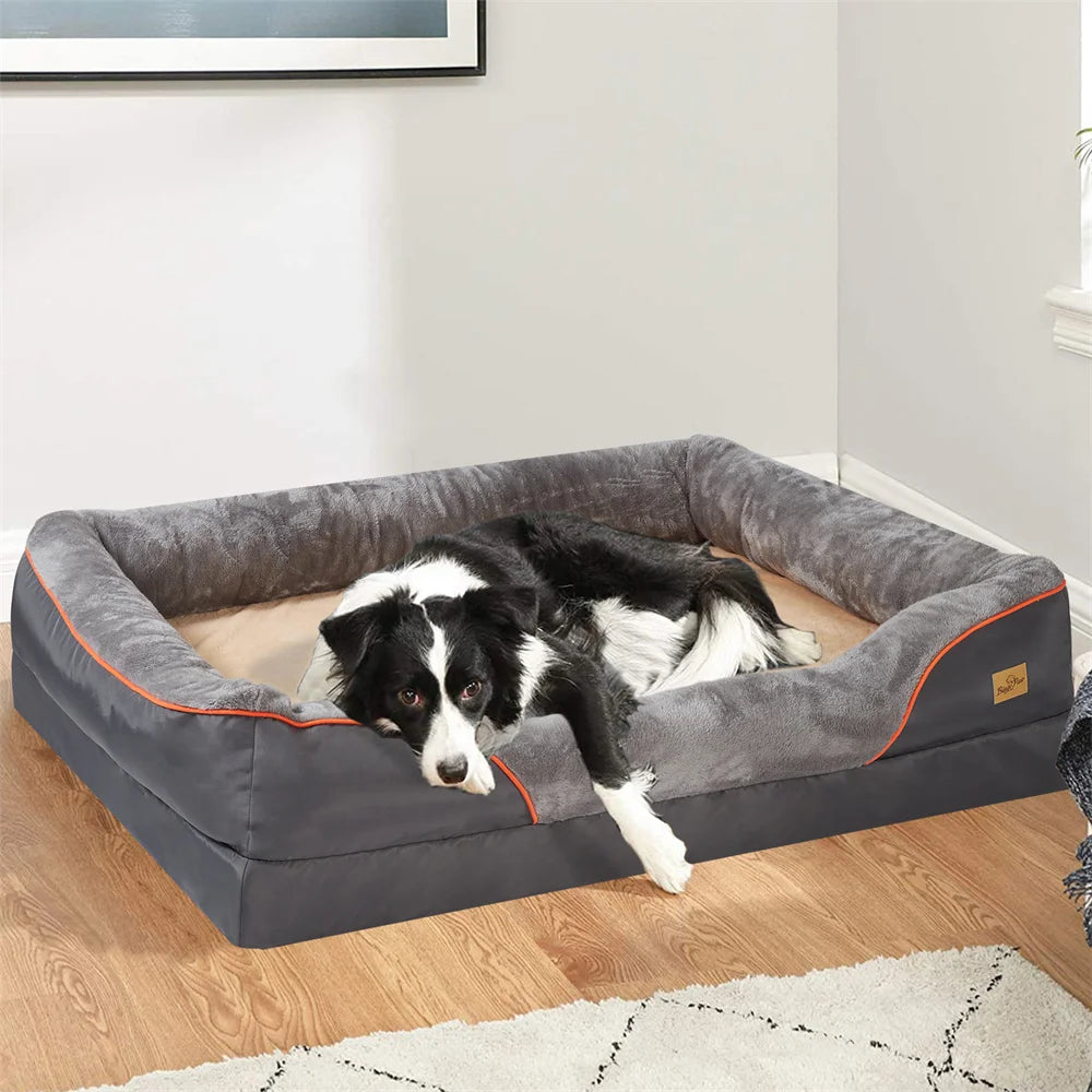 BORWARTCN Jumbo Orthopedic Memory Foam Dog Bed With Removable Cover