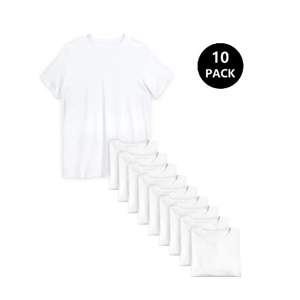 Mens Classic Cotton Blend Crew Neck T Shirts Short Sleeve