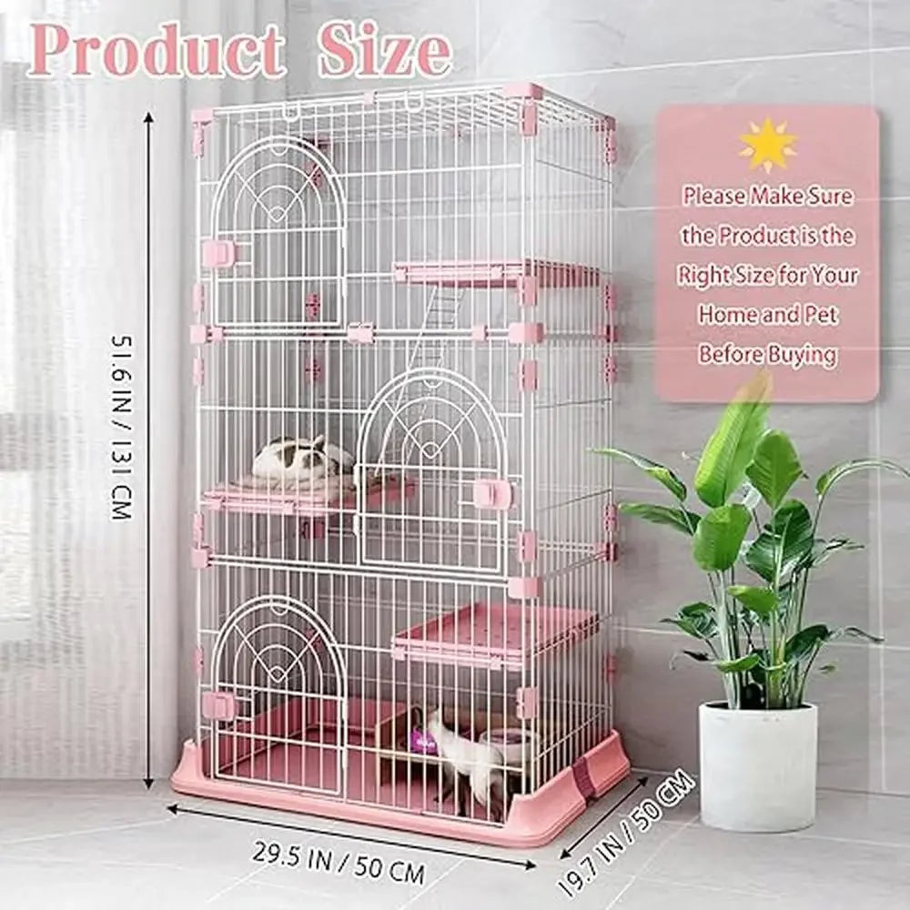 XMSJ Metal Cat Cage Indoor Playpen With 3 Platforms Ramp And Doors