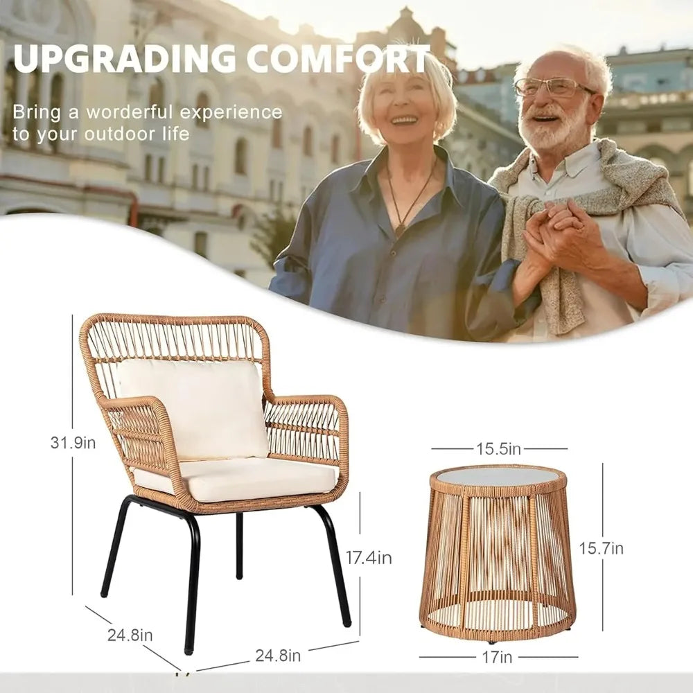 Modern Outdoor Wicker Rattan Patio Bistro Conversation Furniture Set
