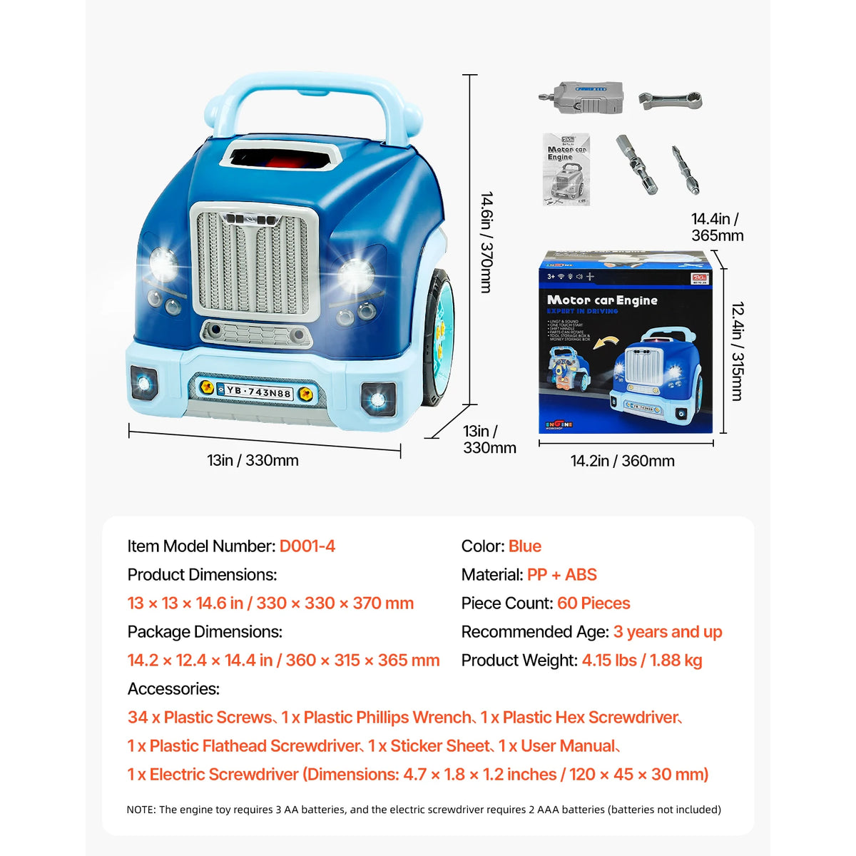 SucceBuy Kids Mechanic Car Repair Workshop Set With Removable Parts