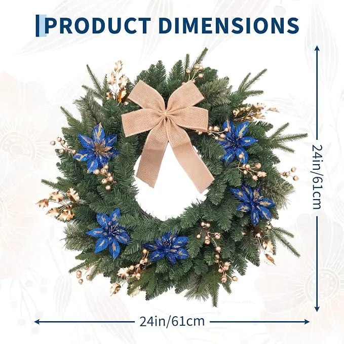 HiMISS Christmas Door Wreath With LED Lights For Holiday Decor