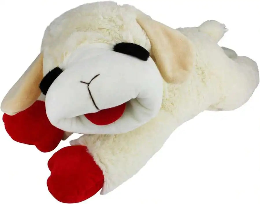 Plush Lamb Dog Toy With Squeaker 24 Inch White